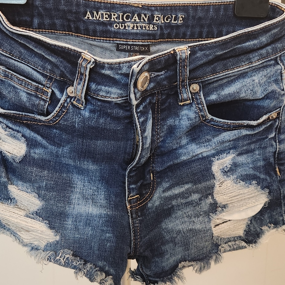 American Eagle Outfitters Distressed Blue Jean Shorts